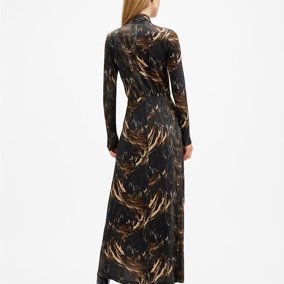 AllSaints Mina Printed Long Sleeve Slim Fit Maxi Dress - Picture 2 of 3